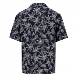 FYNCH-HATTON ΠΟΥΚΑΜΙΣΟ ΛΙΝΟ CASUAL FIT ALLOVER PRINT ΜΠΛΕ