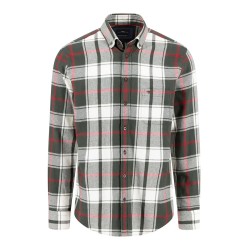 FYNCH-HATTON ΠΟΥΚΑΜΙΣΟ FLANNEL BUTTON DOWN CASUAL FIT ΚΑΡΩ ΛΕΥΚΟ-ΠΡΑΣΙΝΟ