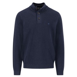 FYNCH-HATTON ΠΛΕΚΤΟ HALF ZIP CASUAL FIT ΜΠΛΕ