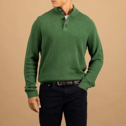 FYNCH-HATTON ΠΛΕΚΤΟ HALF ZIP CASUAL FIT ΠΡΑΣΙΝΟ