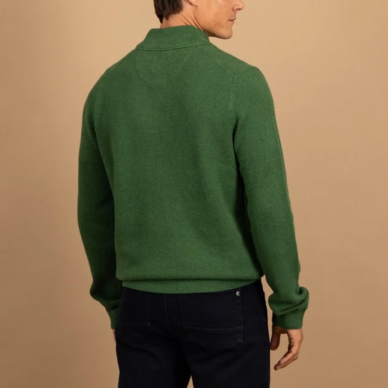 FYNCH-HATTON ΠΛΕΚΤΟ HALF ZIP CASUAL FIT ΠΡΑΣΙΝΟ FYNCH-HATTON ΠΛΕΚΤΟ HALF ZIP CASUAL FIT ΠΡΑΣΙΝΟ
