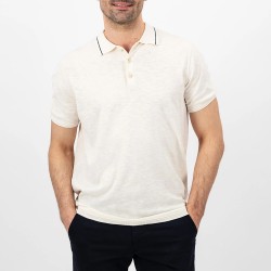 FYNCH HATTON POLO LINEN COTTON ΕΚΡΟΥ