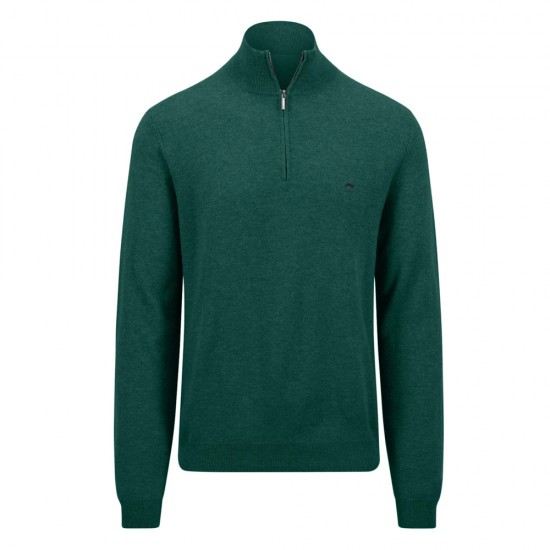FYNCH HATTON ΠΛΕΚΤΟ HALF ZIP MERINO CASHMERE ΠΡΑΣΙΝΟ