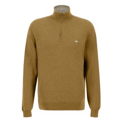 FYNCH-HATTON ΠΛΕΚΤΟ HALF ZIP MERINO CASHMERE ΚΑΜΕΛ