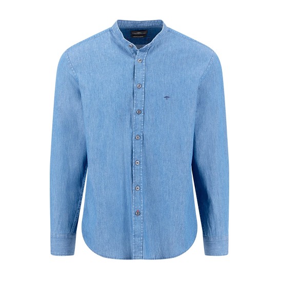 FYNCH-HATTON ΠΟΥΚΑΜΙΣΟ ΜΑΟ CASUAL FIT PREMIUM DENIM ΜΠΛΕ