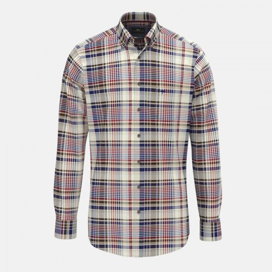 FYNCH-HATTON ΠΟΥΚΑΜΙΣΟ FLANNEL CASUAL FIT BUTTON DOWN ΚΑΡΩ ΠΟΛΥΧΡΩΜΟ