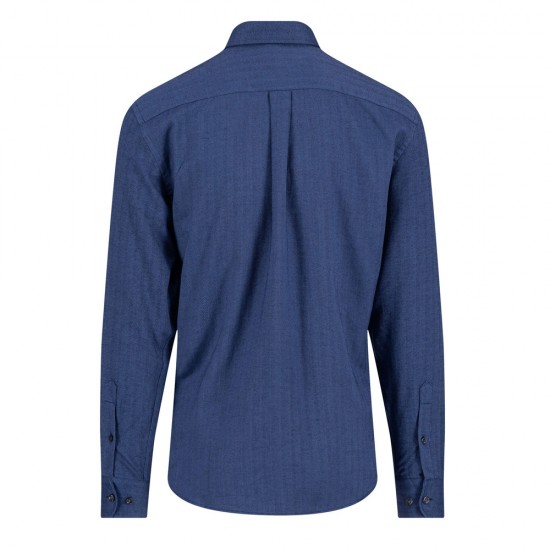 FYNCH HATTON ΠΟΥΚΑΜΙΣΟ FLANNEL BUTTON DOWN PATTERNED ΜΠΛΕ