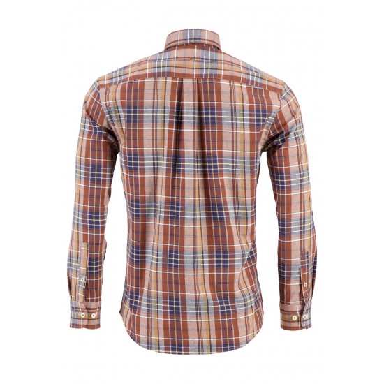 FYNCH HATTON Πουκάμισο casual fit με κουμπί στο γιακά  καφέ