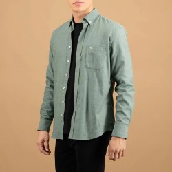FYNCH-HATTON ΠΟΥΚΑΜΙΣΟ FLANNEL BUTTON DOWN CASUAL FIT ΠΡΑΣΙΝΟ