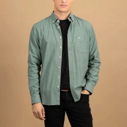 FYNCH-HATTON ΠΟΥΚΑΜΙΣΟ FLANNEL BUTTON DOWN CASUAL FIT ΠΡΑΣΙΝΟ