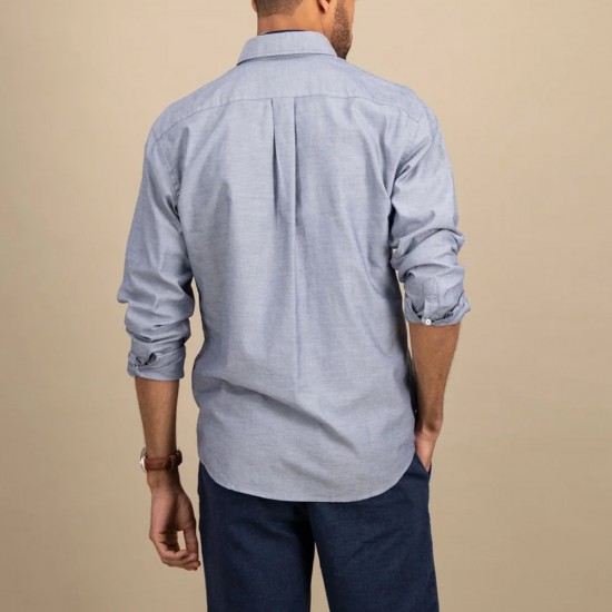 FYNCH HATTON ΠΟΥΚΑΜΙΣΟ CASUAL FIT BUTTON DOWN PREMIUM OXFORD ΜΠΛΕ