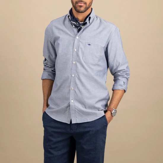 FYNCH HATTON ΠΟΥΚΑΜΙΣΟ CASUAL FIT BUTTON DOWN PREMIUM OXFORD ΜΠΛΕ