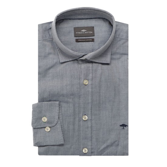 FYNCH-HATTON ΠΟΥΚΑΜΙΣΟ PREMIUM OXFORD CASUAL FIT ΜΠΛΕ-ΓΚΡΙ