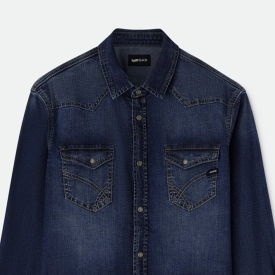 GAS ΠΟΥΚΑΜΙΣΟ JEANS DENIM ΜΠΛΕ