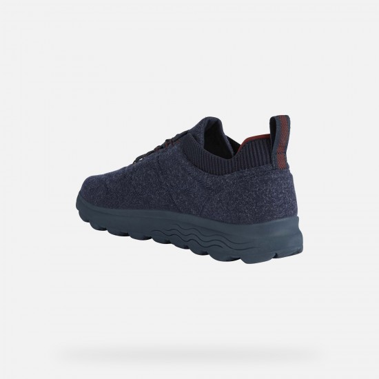 GEOX ΠΑΠΟΥΤΣΙΑ SNEAKERS U SPHERICA FELT ΜΠΛΕ