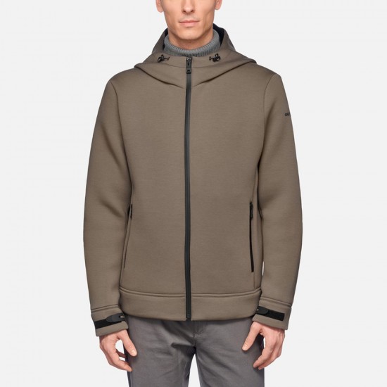 GEOX ΖΑΚΕΤΑ SWEATER HOOD ZIP ΜΕ ΚΟΥΚΟΥΛΑ ΓΚΡΙ