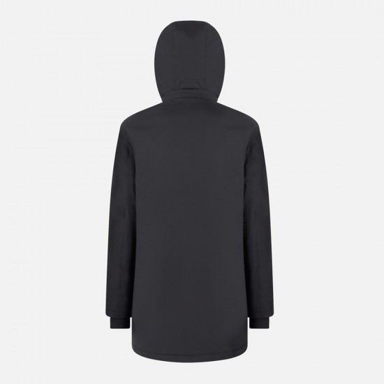 GEOX ΜΠΟΥΦΑΝ M AURELIO PARKA REGULAR FIT ΑΠΟΣΠΩΜΕΝΗ ΚΟΥΚΟΥΛΑ ΜΑΥΡΟ