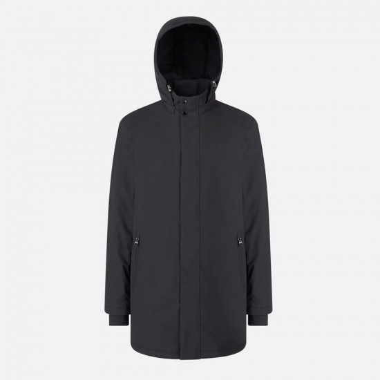 GEOX ΜΠΟΥΦΑΝ M AURELIO PARKA REGULAR FIT ΑΠΟΣΠΩΜΕΝΗ ΚΟΥΚΟΥΛΑ ΜΑΥΡΟ
