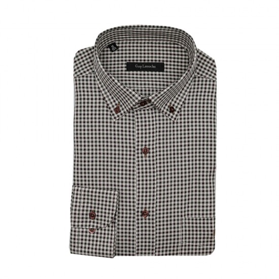 GUY LAROCHE ΠΟΥΚΑΜΙΣΟ BUTTON DOWN ΚΑΡΟ ΚΑΦΕ