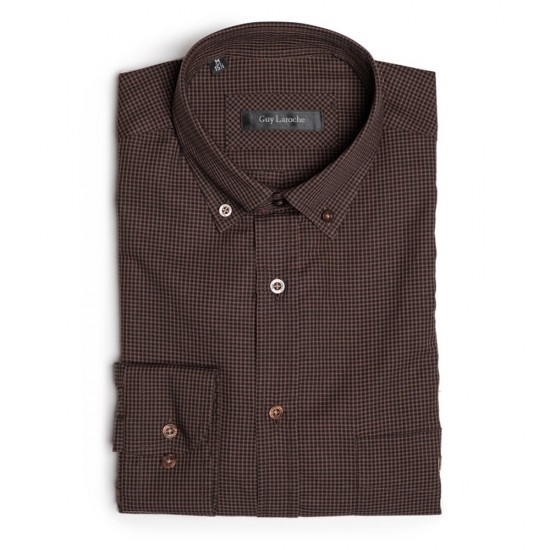 GUY LAROCHE ΠΟΥΚΑΜΙΣΟ BUTTON DOWN ΚΑΡΟ ΚΑΦΕ