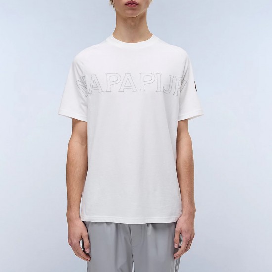 NAPAPIJRI T-SHIRT S-AMBRA RELAXED FIT LOGO ΛΕΥΚΟ