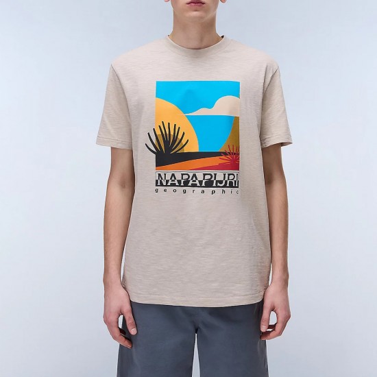 NAPAPIJRI T-SHIRT S-ARBIA RELAXED FIT LOGO ΜΠΕΖ