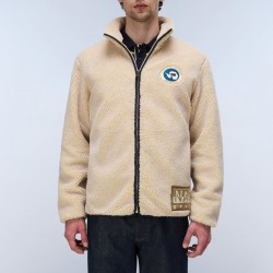NAPAPIJRI ΜΠΟΥΦΑΝ FLEECE T-ARCHIVE RELAXED FIT LOGO ΕΚΡΟΥ