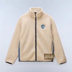 NAPAPIJRI ΜΠΟΥΦΑΝ FLEECE T-ARCHIVE RELAXED FIT LOGO ΕΚΡΟΥ