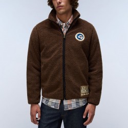 NAPAPIJRI ΜΠΟΥΦΑΝ FLEECE T-ARCHIVE RELAXED FIT LOGO ΚΑΦΕ
