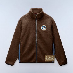 NAPAPIJRI ΜΠΟΥΦΑΝ FLEECE T-ARCHIVE RELAXED FIT LOGO ΚΑΦΕ