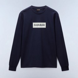 NAPAPIJRI T-SHIRT S-BOX RELAXED FIT LOGO ΜΠΛΕ