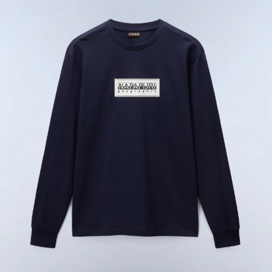 NAPAPIJRI T-SHIRT S-BOX RELAXED FIT LOGO ΜΠΛΕ NAPAPIJRI T-SHIRT S-BOX RELAXED FIT LOGO ΜΠΛΕ