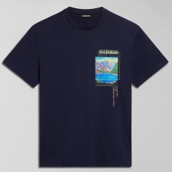 NAPAPIJRI T-SHIRT CANADA REGULAR FIT LOGO ΜΠΛΕ