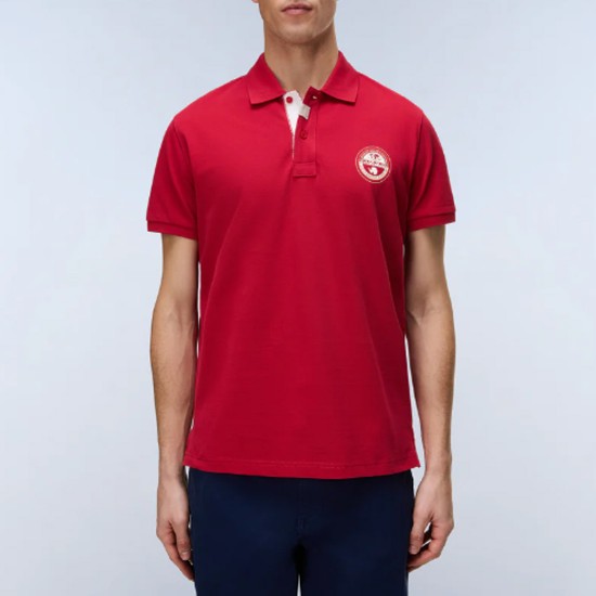 NAPAPIJRI POLO E-CLANIS RELAXED FIT LOGO ΚΟΚΚΙΝΟ