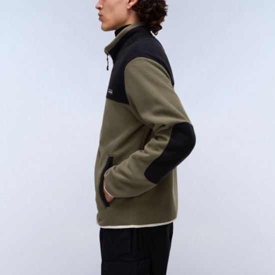 NAPAPIJRI ΖΑΚΕΤΑ DERGANA FLEECE REGULAR FIT ΜΑΥΡΟ-ΛΑΔΙ