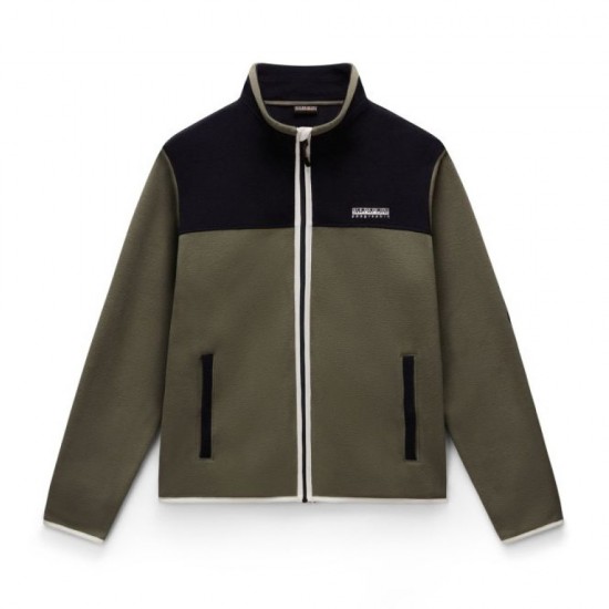 NAPAPIJRI ΖΑΚΕΤΑ DERGANA FLEECE REGULAR FIT ΜΑΥΡΟ-ΛΑΔΙ