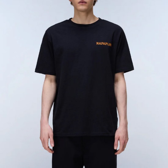 NAPAPIJRI T-SHIRT S-ELIOR RELAXED FIT BACK PRINT ΜΑΥΡΟ