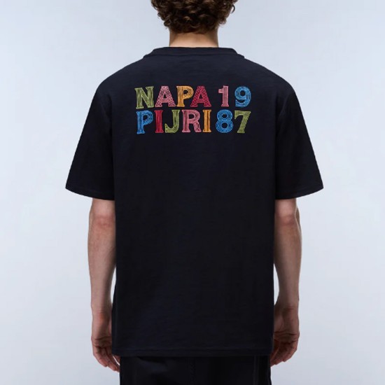 NAPAPIJRI T-SHIRT S-ELIOR RELAXED FIT BACK PRINT ΜΑΥΡΟ