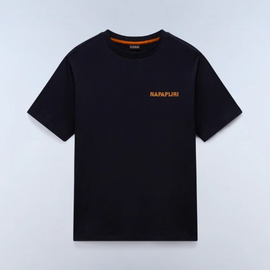 NAPAPIJRI T-SHIRT S-ELIOR RELAXED FIT BACK PRINT ΜΑΥΡΟ
