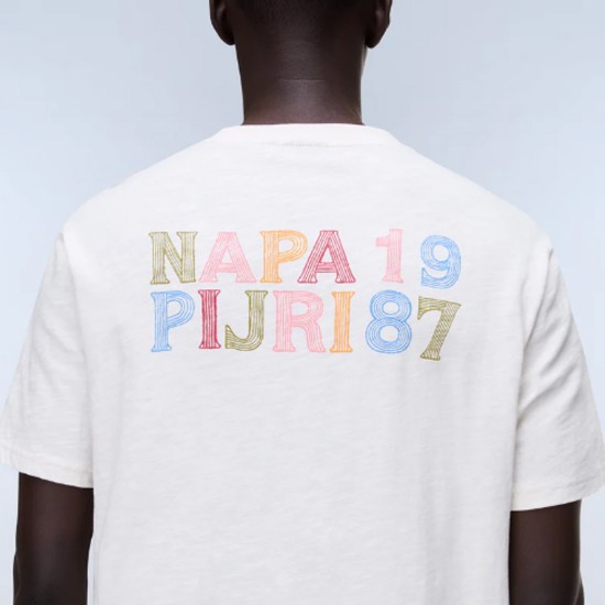 NAPAPIJRI T-SHIRT S-ELIOR RELAXED FIT BACK PRINT ΕΚΡΟΥ