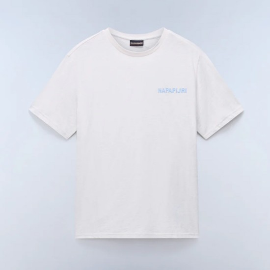 NAPAPIJRI T-SHIRT S-ELIOR RELAXED FIT BACK PRINT ΕΚΡΟΥ