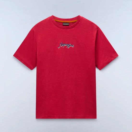 NAPAPIJRI T-SHIRT S-ELIOR RELAXED FIT BACK PRINT ΚΟΚΚΙΝΟ