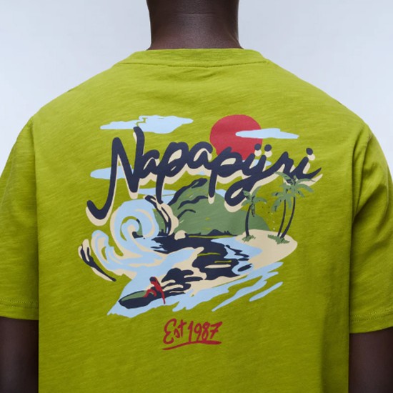 NAPAPIJRI T-SHIRT S-ELIOR RELAXED FIT BACK PRINT ΛΑΧΑΝΙ