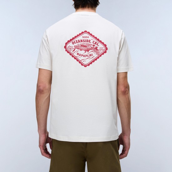 NAPAPIJRI T-SHIRT S-FLINT RELAXED FIT BACK PRINT ΛΕΥΚΟ