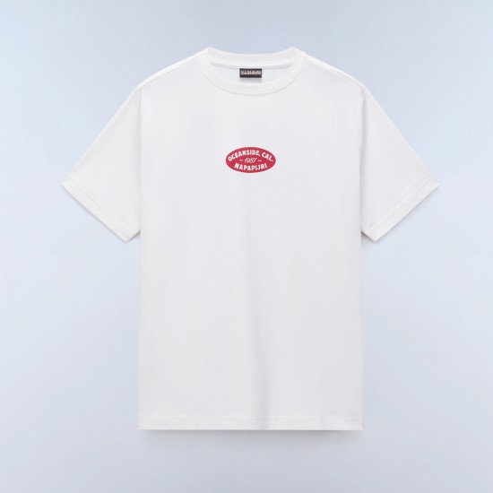 NAPAPIJRI T-SHIRT S-FLINT RELAXED FIT BACK PRINT ΛΕΥΚΟ