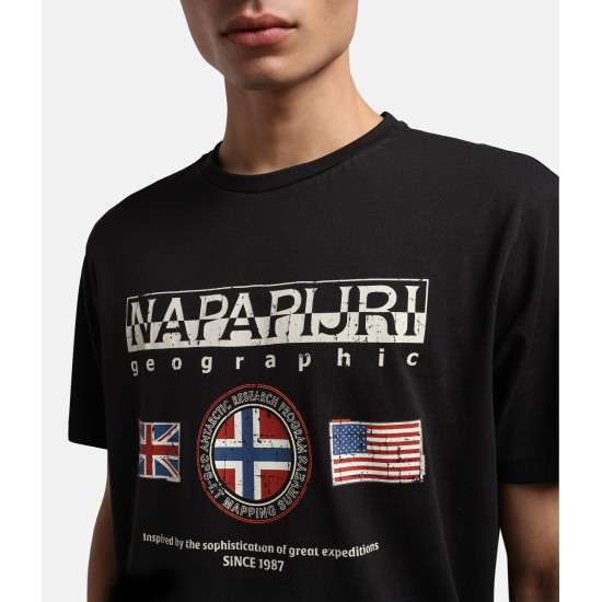 Napapijri T-Shirt TURIN μάυρο Napapijri T-Shirt TURIN μάυρο