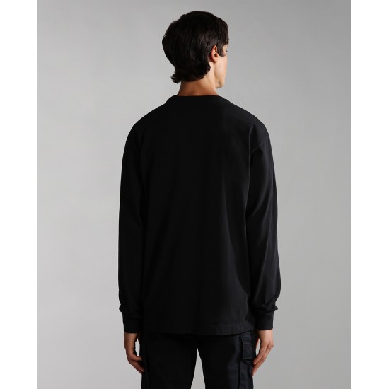 Napapijri  Μπλούζα μακρυμάνικη S BOX μαυρο