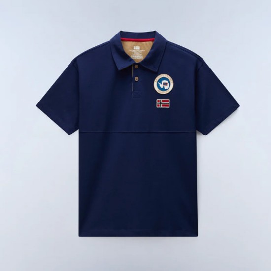 NAPAPIJRI POLO E-REFLECT RELAXED FIT LOGO ΑΝΟΙΧΤΟ ΜΠΛΕ