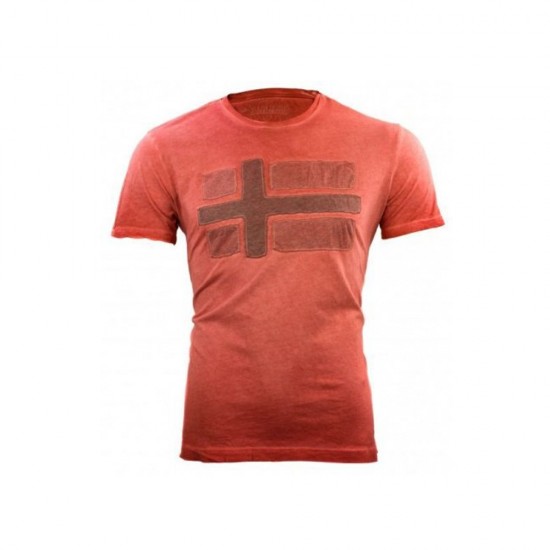 NAPAPIJRI T-SHIRT SALVADOR WASHED LOGO ΚΟΚΚΙΝΟ