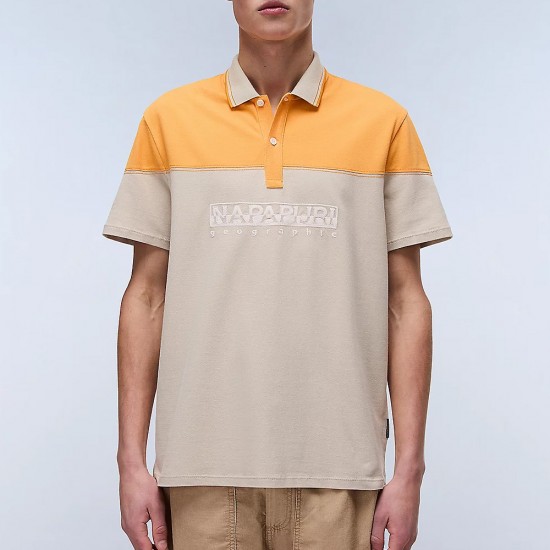 NAPAPIJRI POLO E-SATURINA RELAXED FIT LOGO ΚΙΤΡΙΝΟ-ΜΠΕΖ